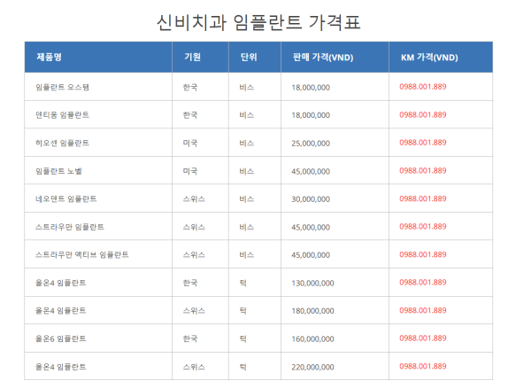 박닌 신비치과 임플란트 가격