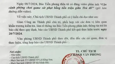 하노이 회장은 티엔퐁(Tien Phong) 신문이 도박 징후가 있는 게임장을 조사한 일련의 기사 이후 긴급 지시를 내렸다.